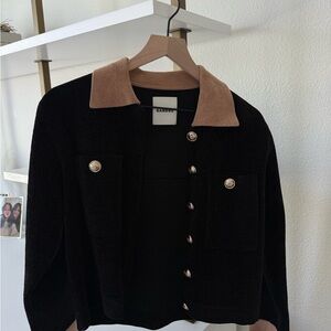 Sandro Women's Black and Brown Blazer